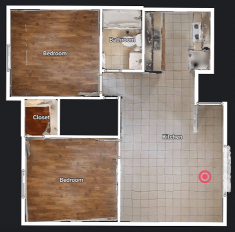 Floor plan for 2 beds, 1 bath, 850 sqft